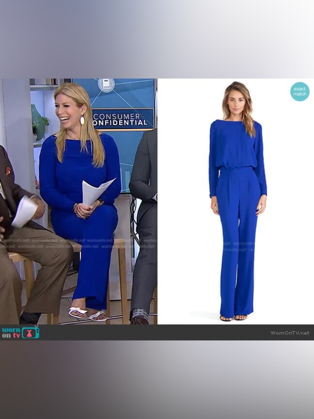 NWOT Diane von Furstenberg Cynthia cosmic cobalt Royal Long-Sleeve Jumpsuit 14